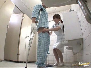 Sex-crazed Japanese pains gives a handjob beside be transferred to instance